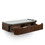 Sutton Wall-Mount Floating Shelf Styling Station in Walnut shown from three-quarter angle to the right with drawers open
