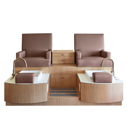 Design X Lounge Pedicure Spa - Double with Taupe Chair with Storage Cabinet