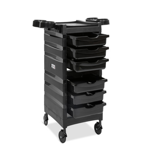 Avanzo Salon Trolley - Made in Italy shown from three-quarter angle to the right with drawers open