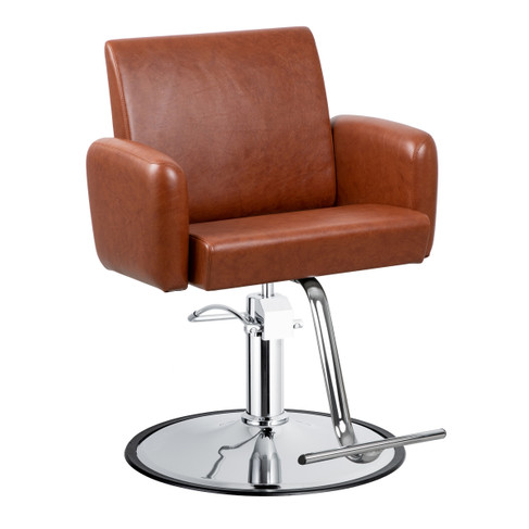 Evoque Styling Chair in Dark Camel with Chrome Round Base - CLEARANCE, DISCONTINUED, AS IS, NO WARRANTY, NO RETURN