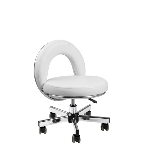 Gimbal Pedicure Technician Stool in Alpine White - CLEARANCE - DISCONTINUED, AS IS, NO WARRANTY, NO RETURNS