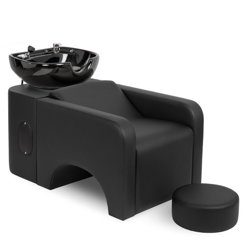 Evara Shampoo System with Side-Plumbing Access with Black Bowl