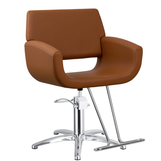 Emma Wide Salon Styling Chair in Cognac (Brown), 5-star 360