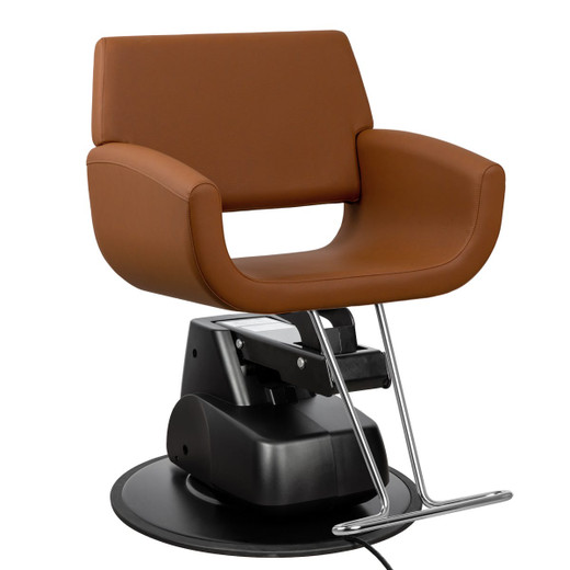 Emma Wide Salon Styling Chair in Cognac (Brown), Electric 360