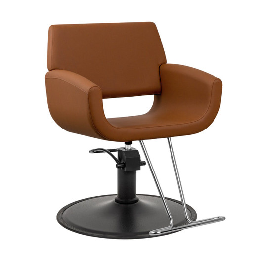 LOGOS LIFE ROLLINGCHAIR （BROWN） Emma Wide Salon Styling Chair in Cognac (Brown), Short Round