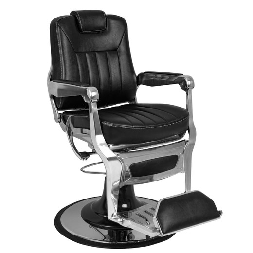 Wraith Barber Chair in Black with Chrome Frame | Classic Reclining