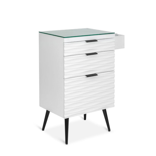 Akamu Styling Station in White with Black Hardware and Black LED Mirror Akamu Styling Station in White with Black Hardware and Black LED Mirror