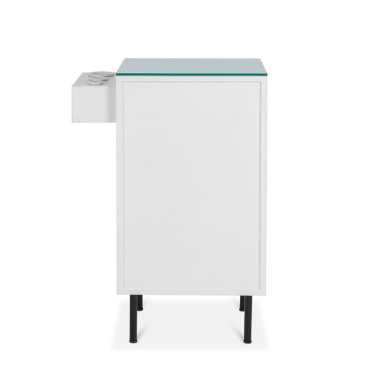 Wakefield Styling Station in Antique Umber and White with Black Hardware and Black LED Mirror