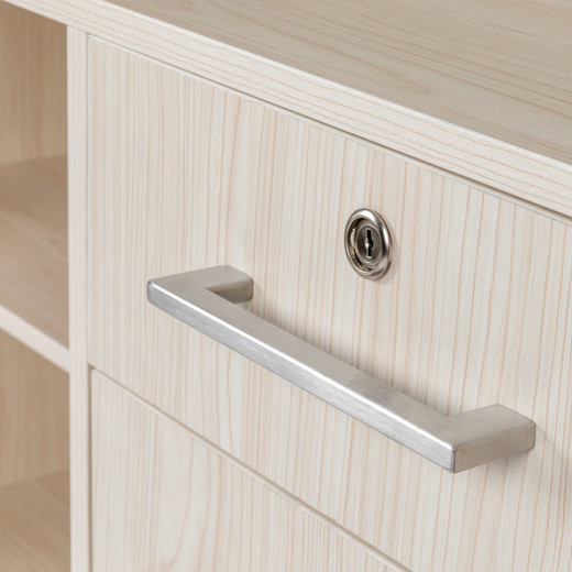 Tavola Reception Desk in Birch with Frosted Glass-4 Ft. Tavola Reception Desk in Birch with Frosted Glass-4 Ft.
