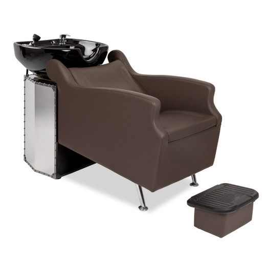 Avant LE Shampoo System in Stainless Steel and Black Chrome with Black Chair and Black Bowl
