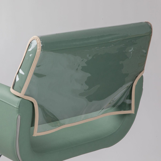 Emma Clear Vinyl Chair Cover with Tan Trim Emma Clear Vinyl Chair Cover with Tan Trim