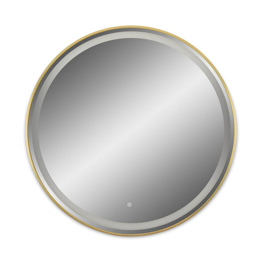Elara LED Frontlit 36” Round Mirror with Gold Frame - MM-36-G-FRONT - shown unlit from the front Elara LED Frontlit 36” Round Mirror with Gold Frame - MM-36-G-FRONT - shown unlit from the front