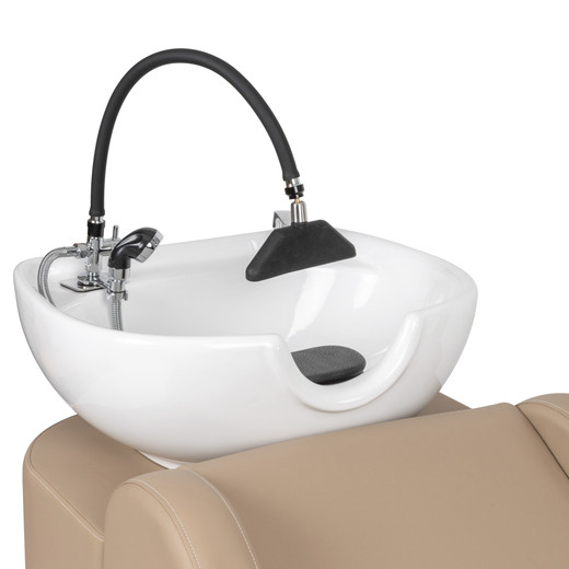 Triangle Waterfall Head Spa Attachment for Shampoo Bowls shown from three-quarter view to the right