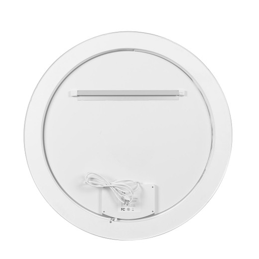 Nira LED Frontlit 36" Round Mirror showing the mirror mounting hardware Nira LED Frontlit 36" Round Mirror showing the mirror mounting hardware