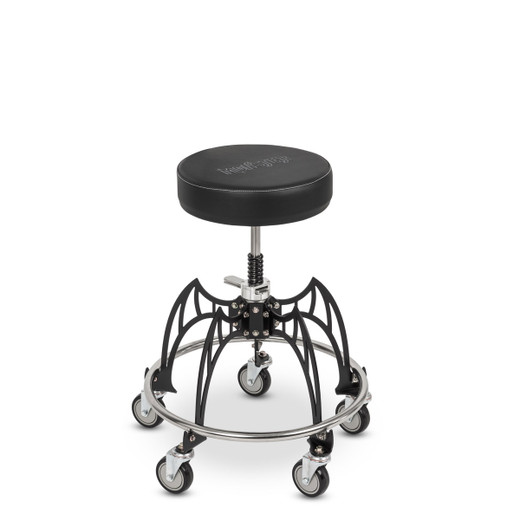 Dracula-Vlad Rolling Stool with Bat Wing Metalwork | Goth Tech