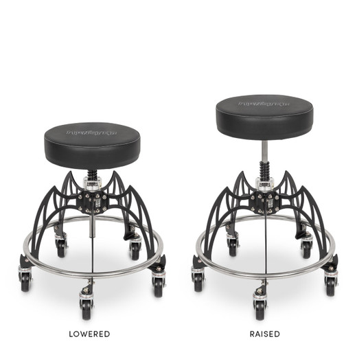Dracula-Vlad Rolling Stool with Bat Wing Metalwork | Goth Tech
