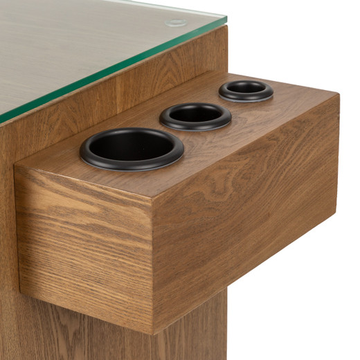 Reid Styling Station in Antique Umber with Hairpin Legs or Wall-Mounted showing appliance mount Reid Styling Station in Antique Umber with Hairpin Legs or Wall-Mounted showing appliance mount