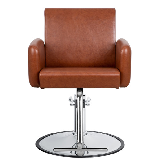 Evoque Styling Chair in Dark Camel with Chrome Round Base - CLEARANCE, DISCONTINUED, AS IS, NO WARRANTY, NO RETURN