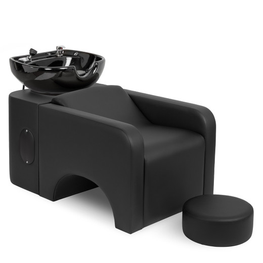 Evara Shampoo System with Side-Plumbing Access with Black Bowl