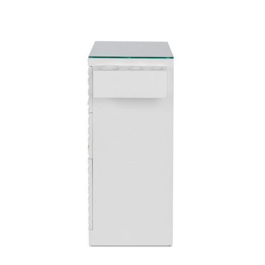 Kai Mobile Styling Station in White with Gold Hardware - CLEARANCE, DISCONTINUED, AS IS, NO WARRANTY, NO RETURN