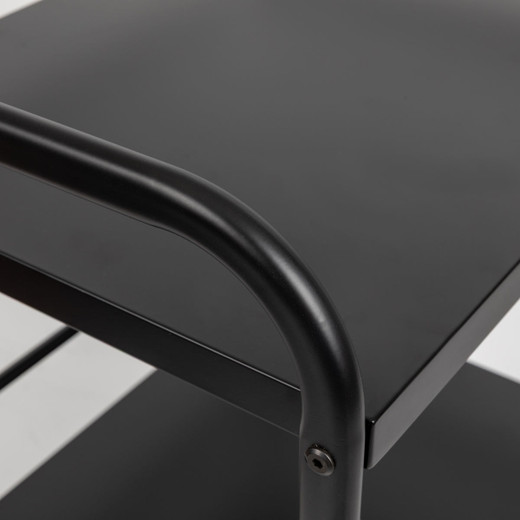 Cassia Salon and Spa Cart in Black showing detail shot of finish