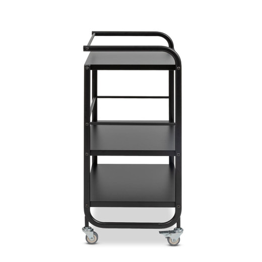 Cassia Salon and Spa Cart in Black shown from the side