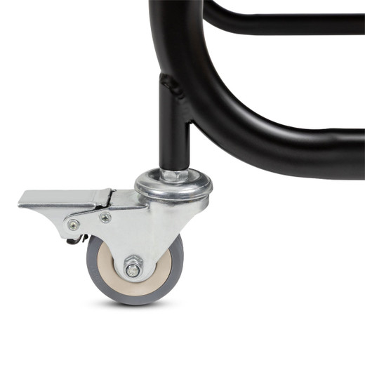 Cassia Salon and Spa Cart in Black showing detail shot of wheel