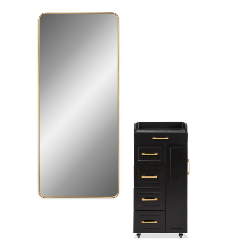 Brookhaven II Styling Station with Gold Mirror | Minerva Beauty