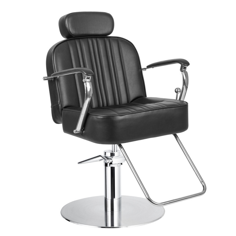 Churchill Wide Salon Styling Chair in Black, Oversized Round