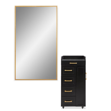 Brookhaven II Styling Station with Gold Mirror | Minerva Beauty