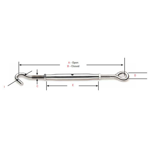 Johnson Marine Eye-to-Hook Stainless T-316 Tubular Turnbuckle 5/8-18