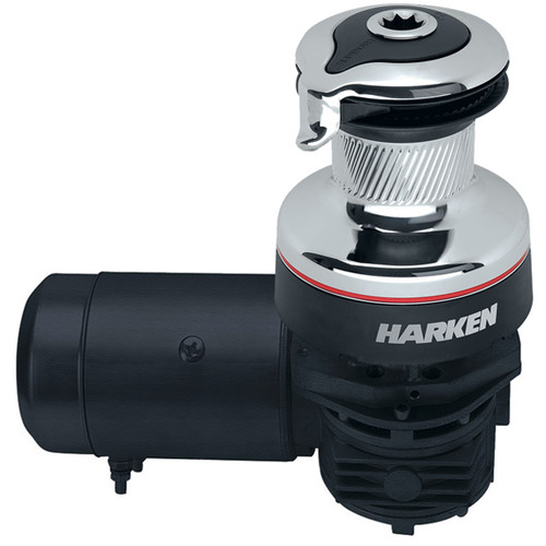 Harken Radial 3 Speed Electric ST Size 70 Chrome Winch Horizontal Left Mount 24 Volt