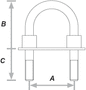 Sea Sure M10 U-bolt 50mm Thread Length