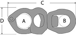 Tylaska Marine SP Snap Shackle Dimensions