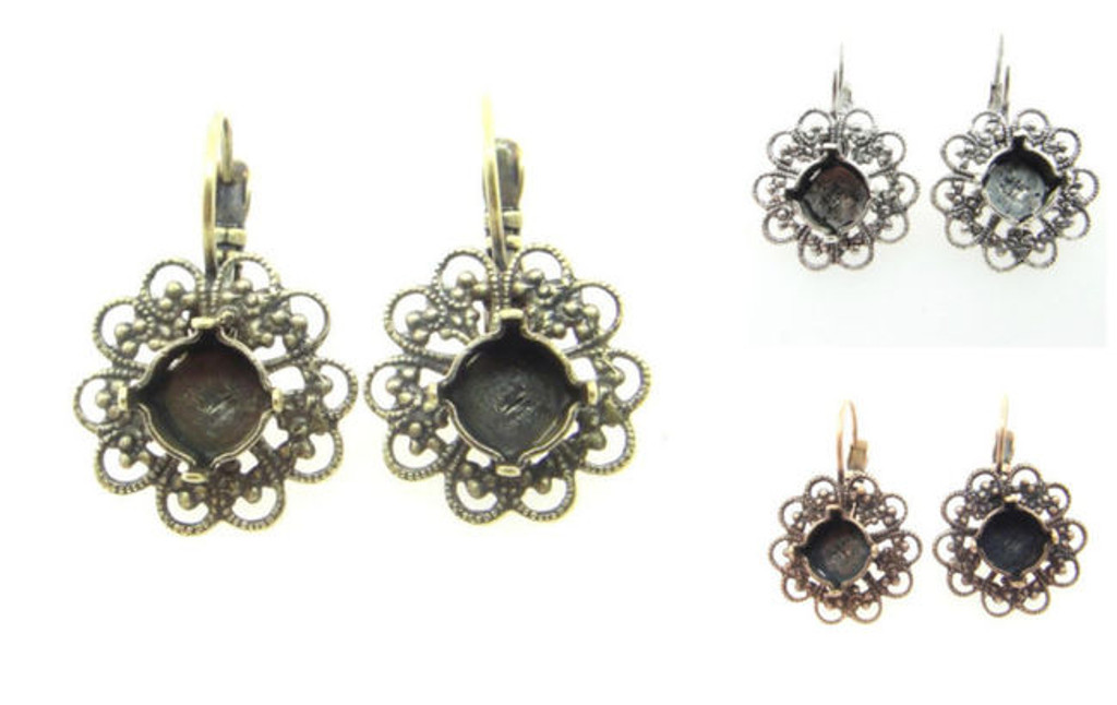 8.5mm Round Filigree Drop Earring different finishes