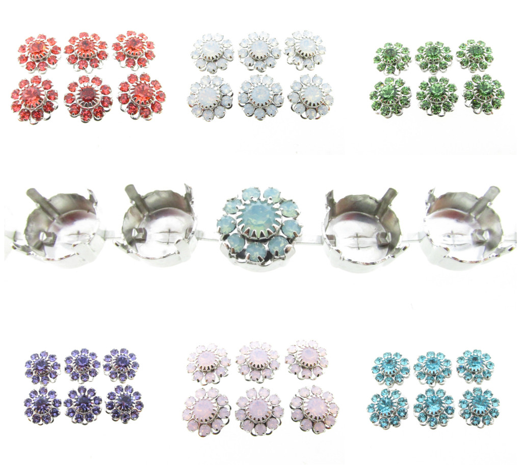 11mm | Austrian Crystal Daisy Filigree Elements | Six Pieces