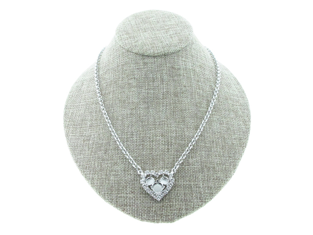 6mm (29ss) & 8.5mm (39ss) Small Heart With Crystal Rhinestones Empty Necklace