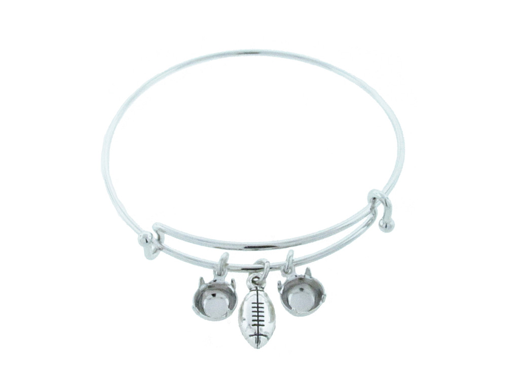 Football Charm With Two 8.5mm (39ss) Empty Settings On An Expandable Bracelet