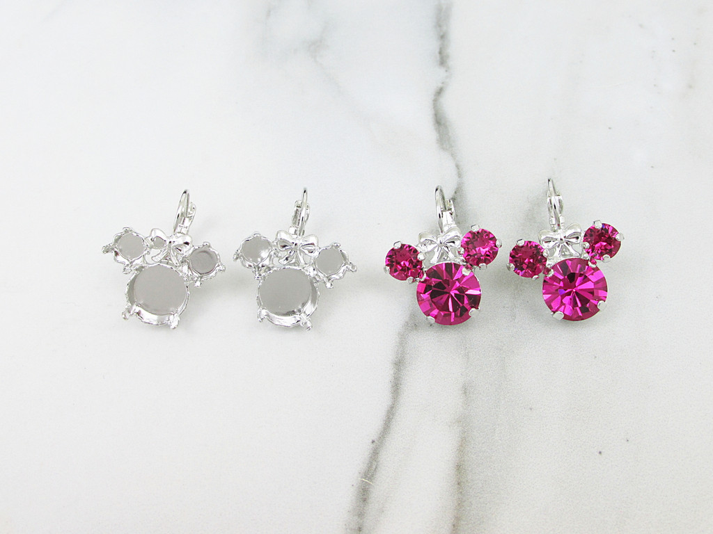 6mm & 11mm | Girl Mouse Drop Earrings | One Pair