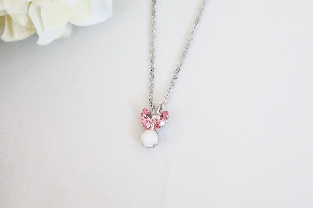 Small Pink Bunny Rhinestone Necklace | One Piece