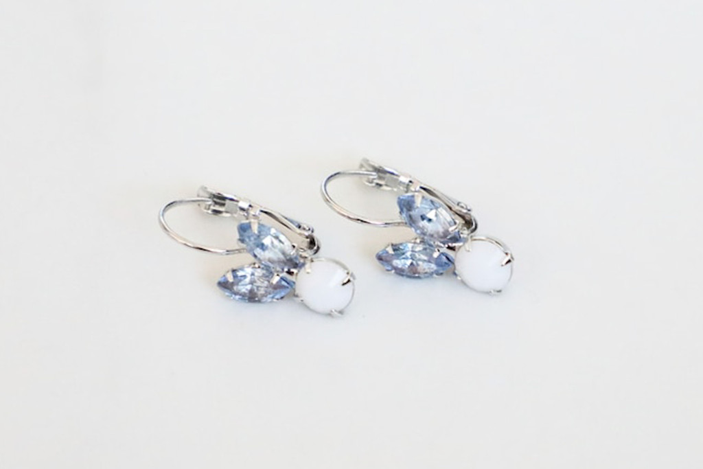 Small Blue Bunny Rhinestone Drop Earrings | One Pair