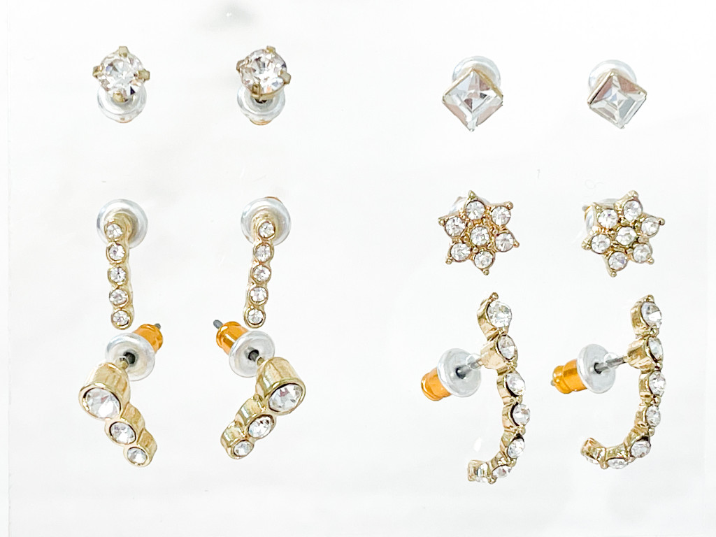 Crystal Studs | 6 Pairs