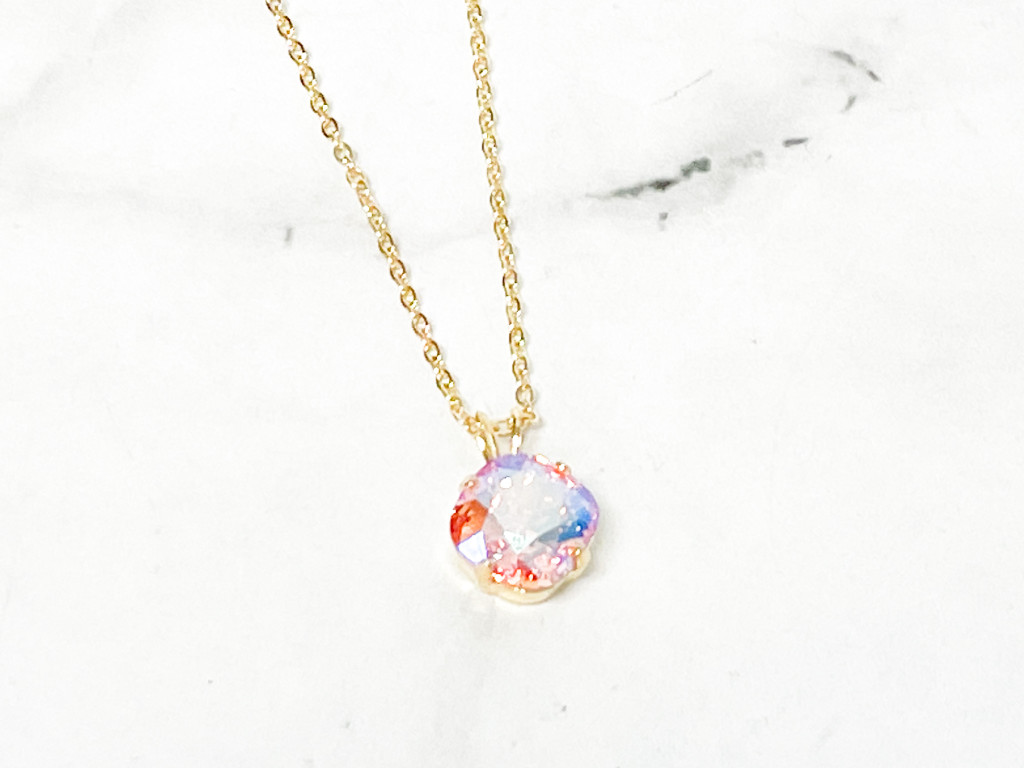 Light Rose Shimmer 10mm Gold Necklace