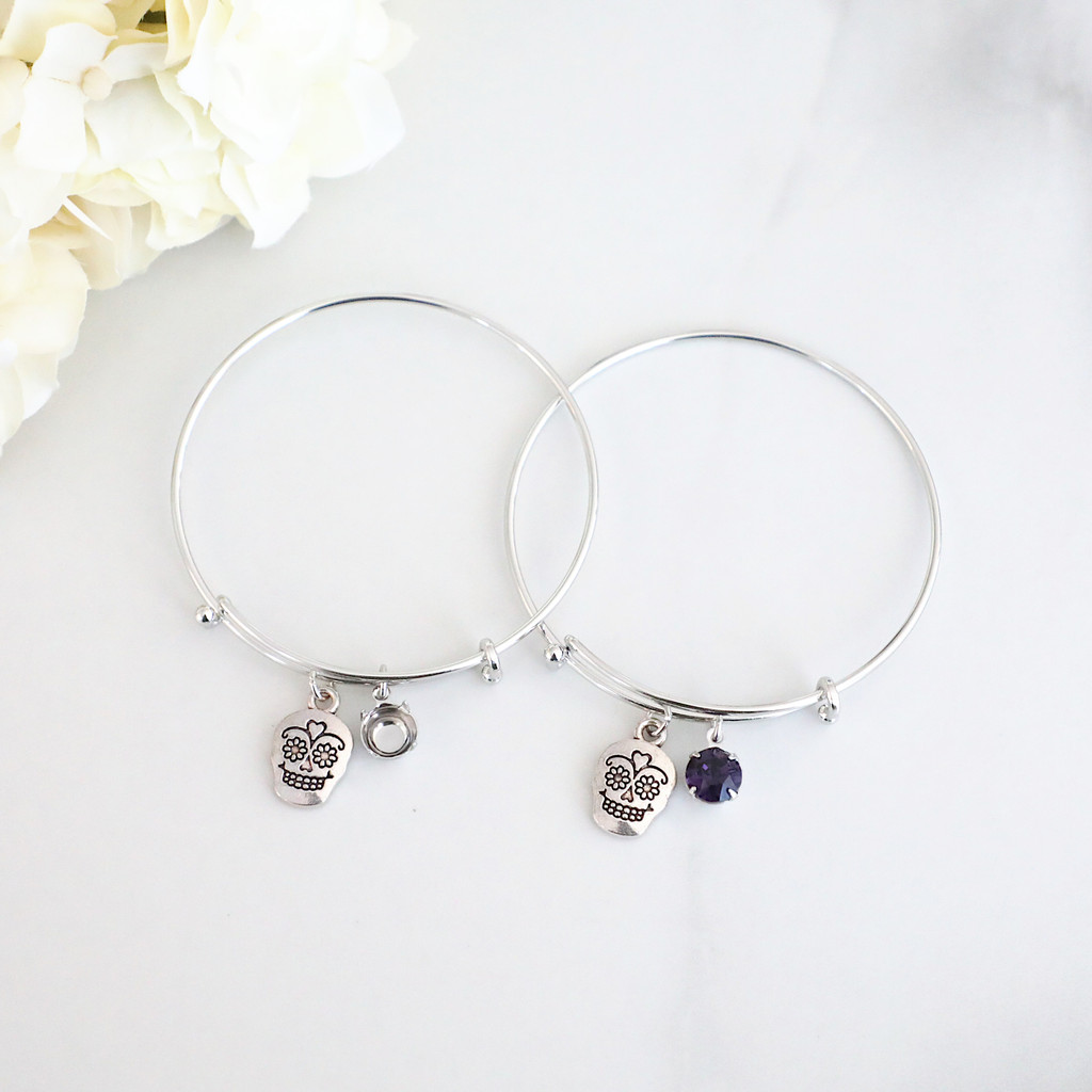 8.5mm | Sugar Skull Charm Bangle Bracelet | One Piece