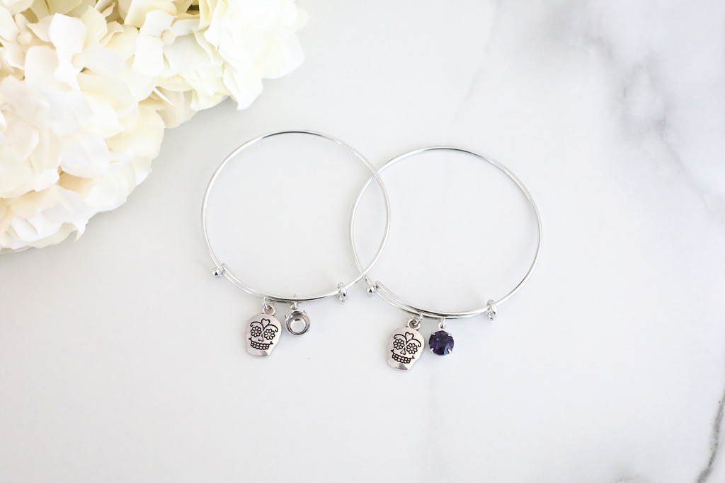 8.5mm | Sugar Skull Charm Bangle Bracelet | One Piece