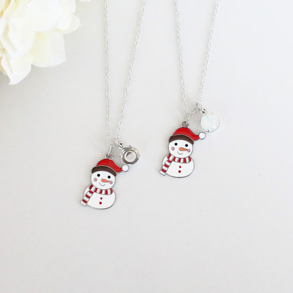 8.5mm | Snowman Enamel Charm Necklace | One Piece