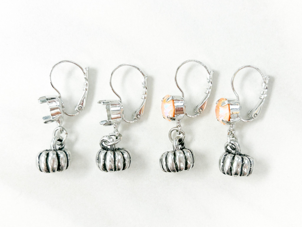 8.5mm | One Setting Drop & Smooth Pumpkin Charm Earrings | One Pair