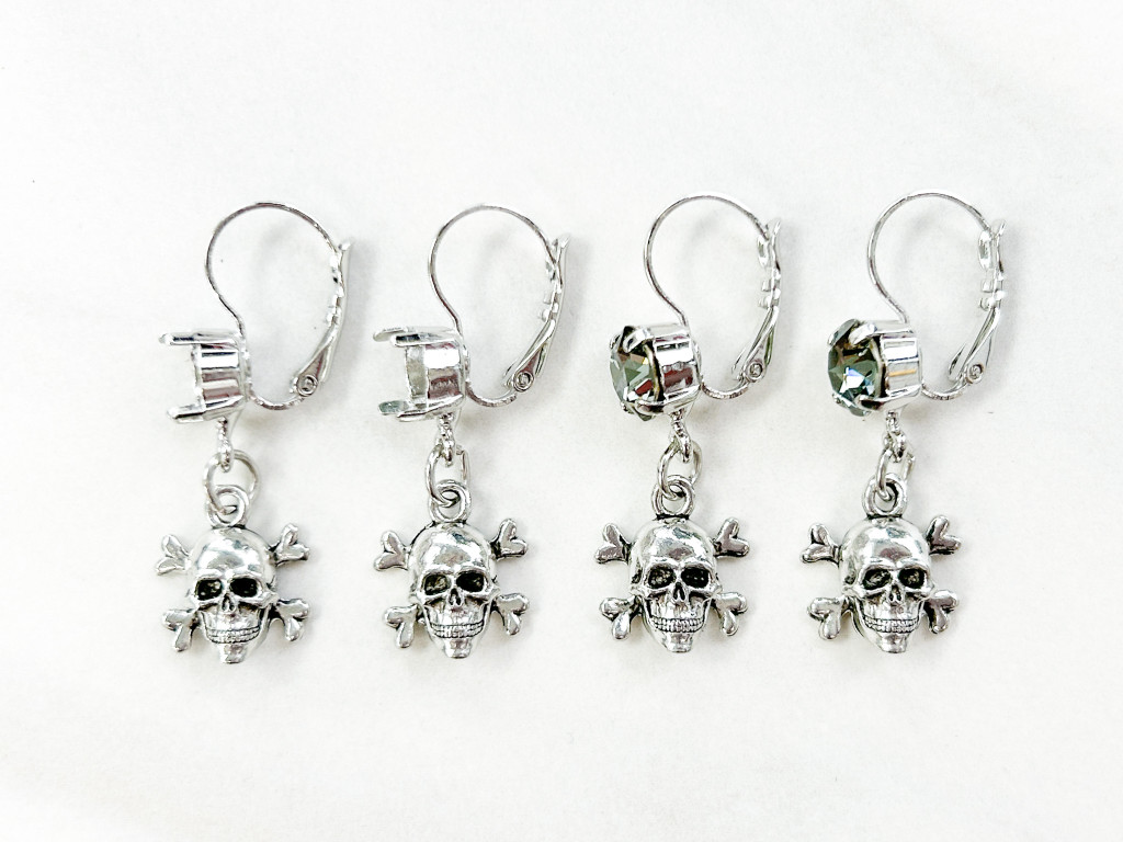 Skull and cross bones charm earrings