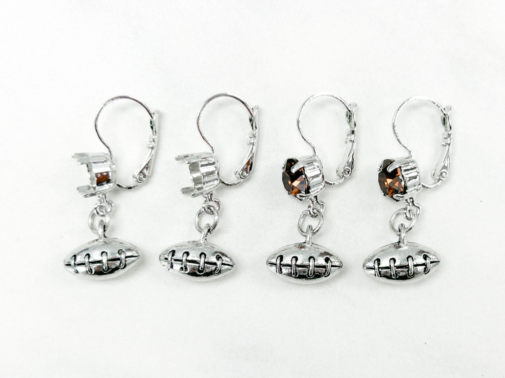 8.5mm | One Setting Drop & Football 2.0 Charm Earring