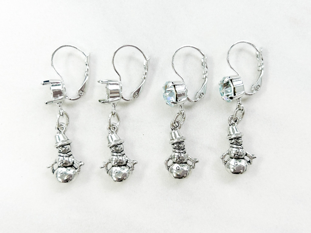 8.5mm | 3D Snowman Drop Earrings